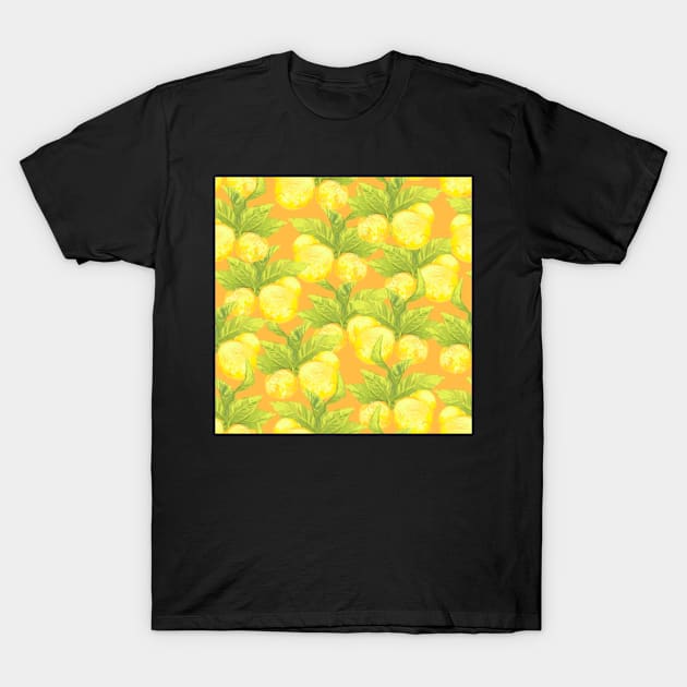 Graphic lemon on orange T-Shirt by orsinha